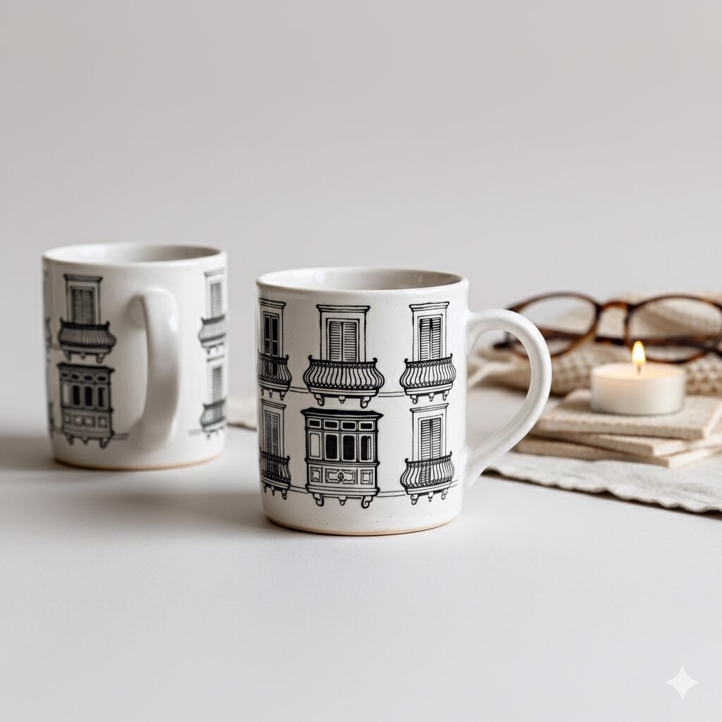 Maltese Balconies Ceramic Mug - Image 3