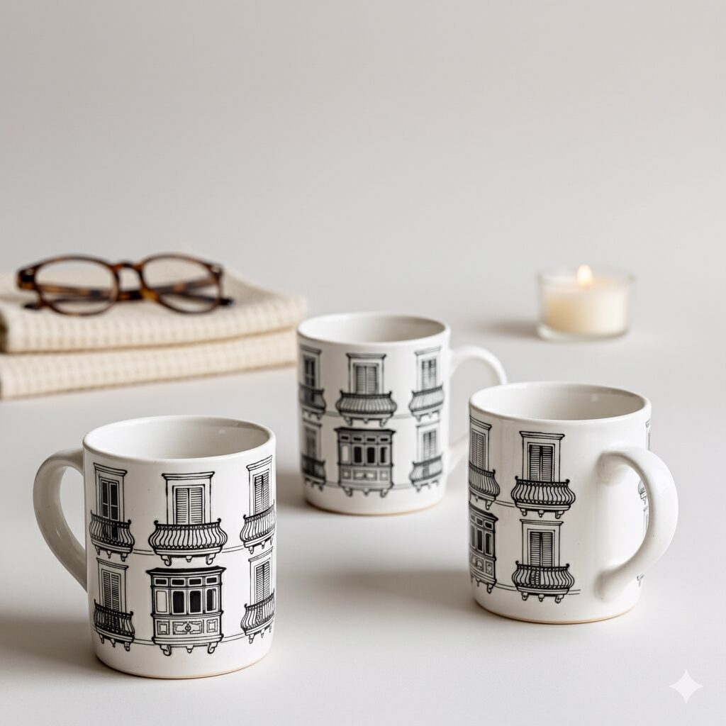 Maltese Balconies Ceramic Mug - Image 2